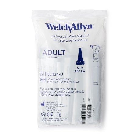 Welch Allyn - Ear Speculum Tip Set Round Tip Plastic 4.25 mm Disposable - 52434-U