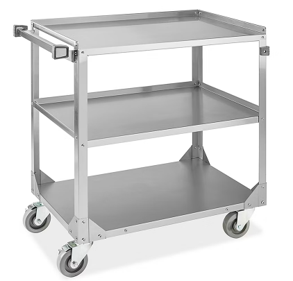 Stainless Steel Service Cart - 31 x 19 x 33", 3 Shelf - H-7491
