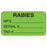 Tabbies Vaccination Record Labels, "RABIES MFG__ SERIAL #__ TAG #__",  "Fluorescent Green" - 1-5/8"W x 7/8"H, 560 per Roll - V-AN601