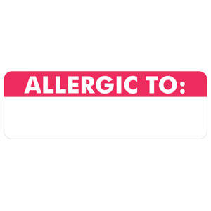 Tabbies Allergy Labels, "Allergic To:" White & Red - 3"W x 1"H, 250 per Roll - MAP3290