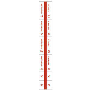 Tabbies Alpha Exhibit Index Tabs, Red Color Edge - 1" in, 5 packs per Box