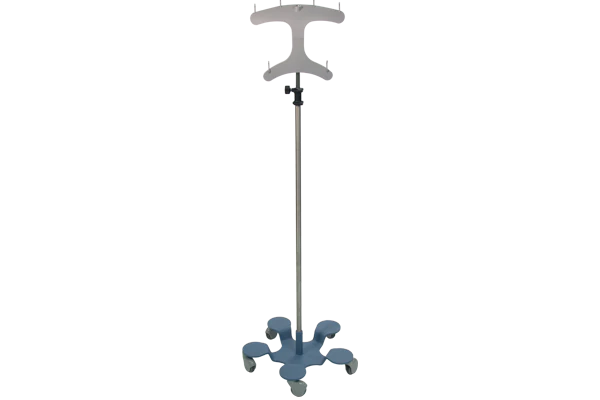 Pedigo - IV Stand Floor Stand 6 Hooks 5-Leg, 3 Inch Sealed Casters, 23 Inch Powder Coated Steel Base - P-1080-CV