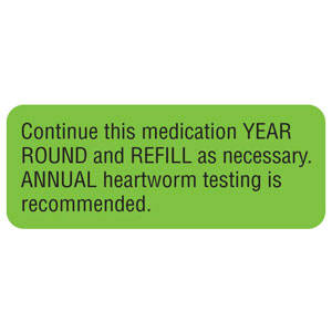 Tabbies Medication Instruction Labels, "Fluorescent Green" - 2-1/4"W x 7/8"H, 420 per Roll - V-AN636