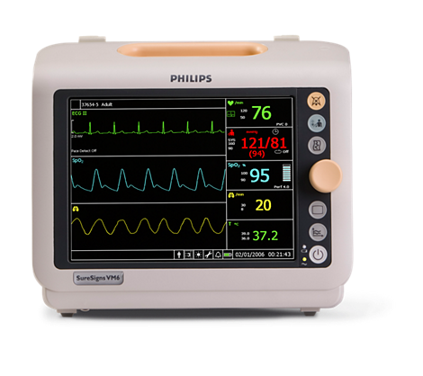 Florida Medical Sales SureSigns, VM6 Portable Bedside Monitor NBP, IBP, SpO2, ECG 11.1 V, Lithium Ion Battery - PQM-863064