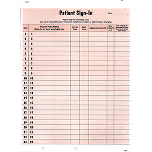 Tabbies Healthcare Forms Patient Sign-In Forms - 8-1/2"W x 11"H, 125 per Pack