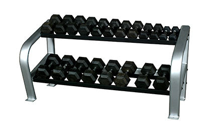 Fabrication Enterprises Rack, Dumbbell 2-Tier Hex Dlx W/Rbr Dumbbell Set 65" D/S - 1912685
