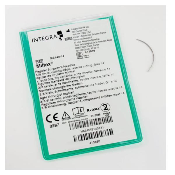 Miltex-Integra Needle Surgical Size 14 3/8 Circle Needle Stainless Steel Regular 12/Pk - MS140-14