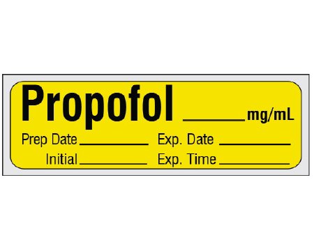 Shamrock - Drug Label Anesthesia Label Propofol_mg/mL PrepDate_Exp Date_ Int_ Exp Time_ Yellow 1/2 X 1 Inch - SA-205-EXP-PRE