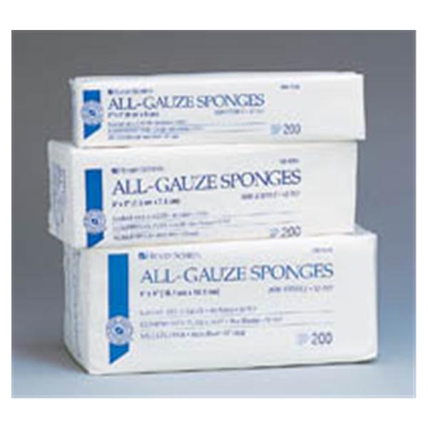 Henry Schein Sponge Gauze All-Gauze Cotton/Woven 2X2" 12 Ply Non-Sterile Lf 200/Bg, 40 Bg/Ca - 90-8294-I