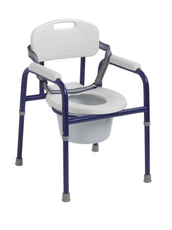 Pinniped - Commode Chair Padded Fixed Arm Steel Frame Curved Back - PC 1000 BL