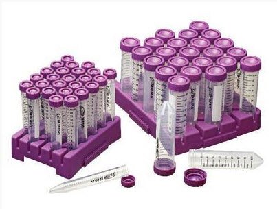 VWR International VWR High-Performance Centrifuge Tube Conical Bottom Plain 15 mL Purple Cap Closure Polypropylene Tube - 89039-664