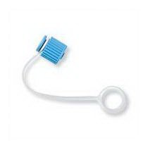 Qosina Corporation - Luer Lock Cap 0.332 Inch, Blue, HDPE, PVC, Male, Non-Vented, Strap - 17677