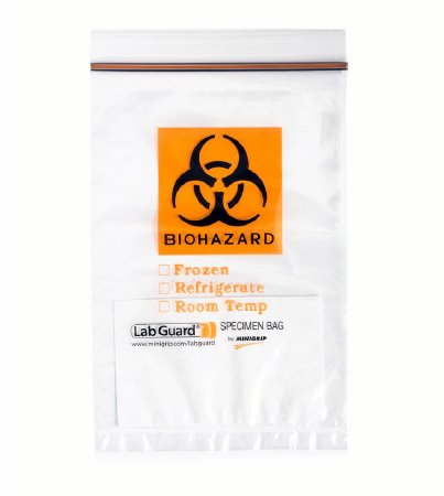 Lab Guard - Specimen Transport Bag with Document Pouch and Absorbent Pad 6 X 9 Inch Zip Closure Biohazard Symbol / Storage Instructions NonSterile - BGT0609/WP