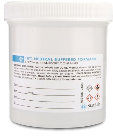StatLab Medical Products - Prefilled Formalin Container 250 mL Fill in 500 mL (16.9 oz.) Screw Cap Warning Label / Patient Information NonSterile - NB16240