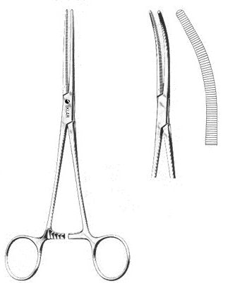 Sklar - Hemostatic Forceps Rochester-Pean 20 Inch OR Grade Stainless Steel NonSterile Ratchet Lock Finger Ring Handle Curved Serrated Jaws - 61-2101