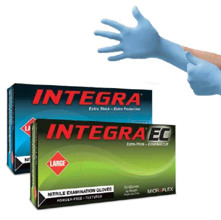 Integra EC - Exam Glove 2X-Large NonSterile Nitrile Extended Cuff Length Fully Textured Blue Not Chemo Approved - N875