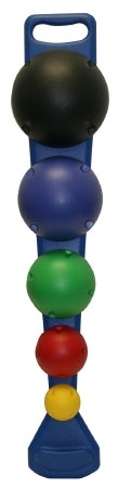 CanDo MVP - Balance System 5-Ball Set with Wall Rack (1 Each: Yellow, Red, Green, Blue, Black) 6 X 6 X 32 Inch - 10-1742