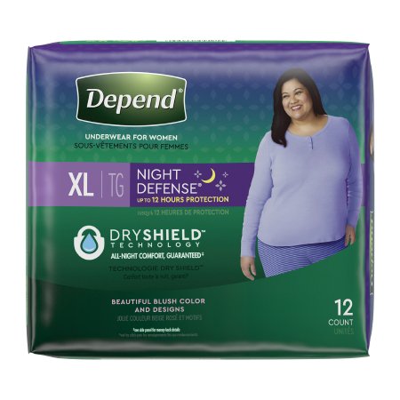 Depend Night Defense - Female Adult Absorbent Underwear Pull On with Tear Away Seams X-Large Disposable Heavy Absorbency - 45591
