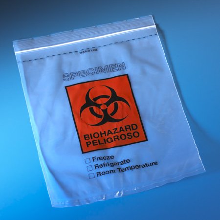 Globe Scientific - Specimen Transport Bag with Document Pouch 8 X 10 Inch Zip Closure Biohazard Symbol / Storage Instructions NonSterile - 4926