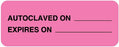 United Ad Label UAL Pre-Printed Label Auxiliary Label AUTOCLAVED ON ______ / EXPIRES ON ______ Fluorescent Pink 7/8 X 2-1/4 Inch - ULSD126
