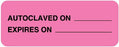 UAL - Pre-Printed Label Auxiliary Label Pink Paper AUTOCLAVED ON ______ / EXPIRES ON ______ Black Quality Control Label 7/8 X 2-1/4 Inch - ULSD126