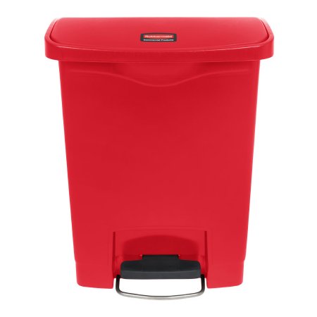 Rubbermaid Slim Jim - Trash Can 8 gal. Rectangular Red Plastic Step On - 1883564