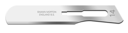 Cincinnati Surgical Swann-Morton Surgical Blade Carbon Steel Size 14 Sterile Disposable - 00SM14
