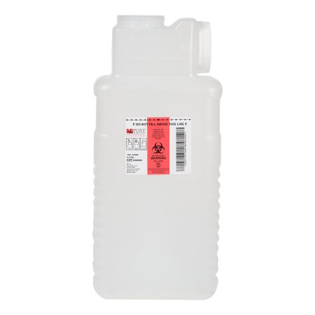 Leaktight - Sharps Container 4.22 LX 8 W X 17.56 H Inch 2.5 Gallon Translucent Base / White Lid Vertical Entry Screw On Lid - 1101-LPBW