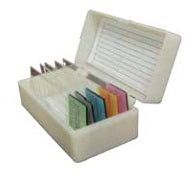 General Data Company Slide Box with Hinged Cover 3.25 Inch, Blue, 10 Positions For 1 X 3 Inch Microscope Slides - SB-10P-B