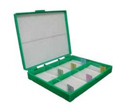 General Data Company Slide Box with Hinged Cover 1.25 X 3.75 X 7.75 Inch, Blue, 100 Positions For 1 X 3 Inch Microscope Slides - SB-100P-B