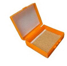 General Data Company Slide Box with Hinged Cover 1.25 X 3.125 X 3.625 Inch, Blue, 25 Positions For 1 X 3 Inch Microscope Slides - SB-25PC-B