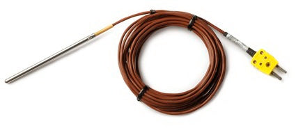 Dickinson Company Temperature Probe 15 Foot Cable Length, 4 Inch Probe Tip Length, 4.83mm Probe Diameter, Straight Cable, -185 to 480°C For K-TC units - D611