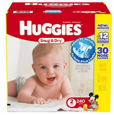 Kimberly Clark Huggies Snug & Dry Baby Diaper Tab Closure Size 2 Disposable Heavy Absorbency - 40667