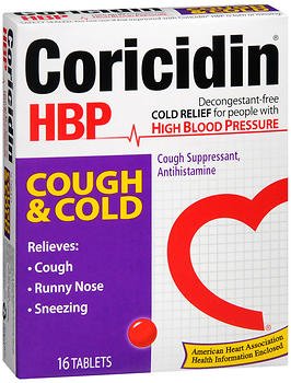 Bayer Coricidin HBP Cold and Cough Relief 4 mg - 30 mg Strength Tablet 16 per Box - 4110081138