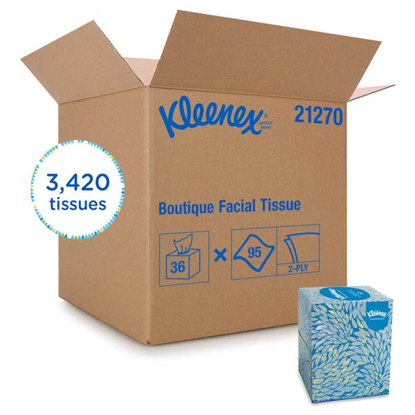 Kimberly Clark Professional Tissue Facial Kleenex Boutique White Upright Box 2 Ply 95/Bx, 36 Bx/Ca - 21270-02