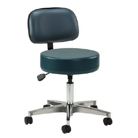 Clinton Industries Premier Series Exam Stool Upholstered Back Pneumatic Height Adjustment 5 Casters Black - 2155-21-3BK