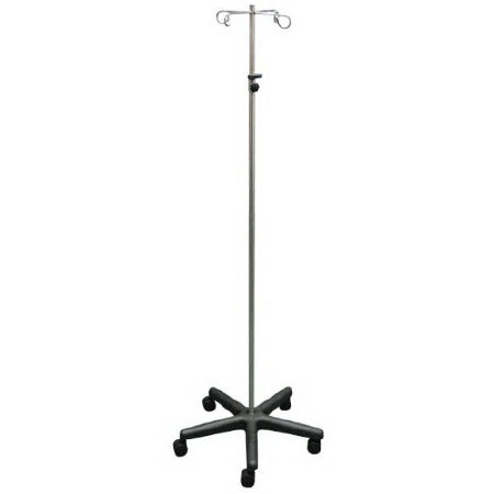 MRIequip.com LLC IV Pole 4-Hook Aluminum Base, 5 Casters - IV-1007