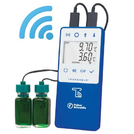 Fisher Scientific Datalogging Refrigerator / Freezer Thermometer Fisherbrand Traceablelive Celsius -50° To +60°C 2 Bottle Probes Desk / Wall / Door Mount Battery Operated - 15079615