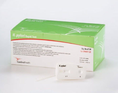 Cardinal Rapid Test Kit Infectious Disease Immunoassay H. Pylori Whole Blood / Serum / Plasma Sample CLIA Waived for Whole Blood / CLIA Moderate Complexity for Serum and Plasma 30 Tests - B1077-25