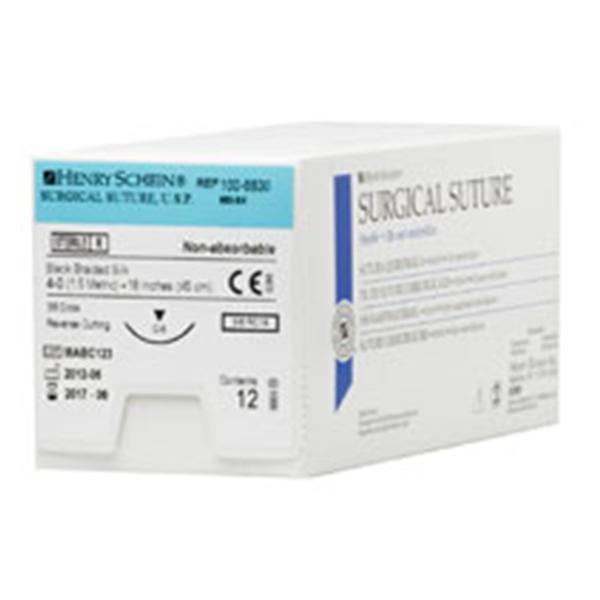 Henry Schein Suture 4-0 Silk C-6 Black 18" Braid 12/Bx - 100-6830