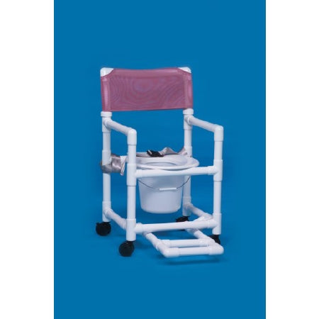 IPU Standard Commode / Shower Chair Fixed Arm PVC Frame Mesh Back - VL SC17 WINEBERRY