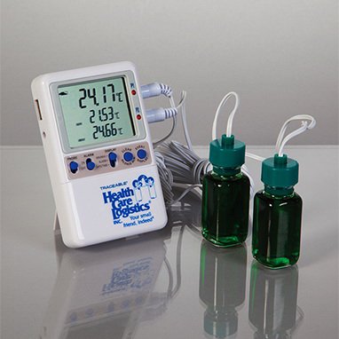 Health Care Logistics Excursion-Trac Temperature Datalogger Fahrenheit / Celsius -58° to 158°F (-50° to 70°C) 2 Bottle Probes Battery Operated - 19198