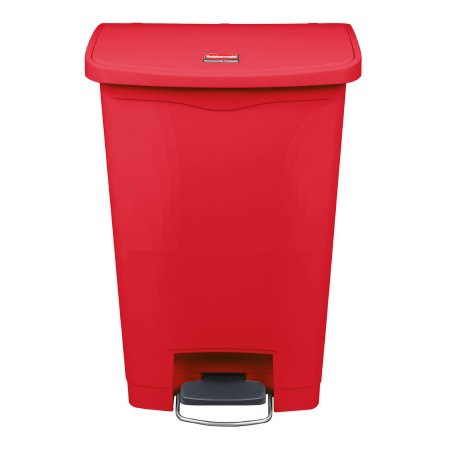 Rubbermaid Slim Jim - Trash Can 13 gal. Rectangular Red Plastic Step On - 1883566