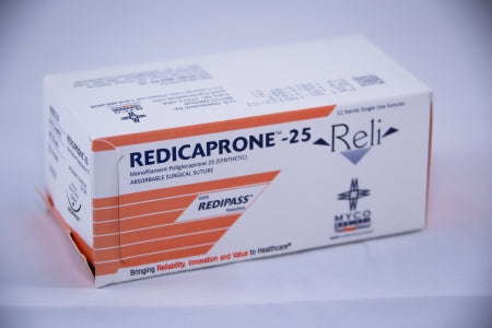 Myco Medical Supplies Reli Suture with Needle Absorbable Uncoated Undyed Suture Monofilament Poliglecaprone Size 3-0 36 Inch Suture 1-Needle 24 mm Length 3/8 Circle Reverse Cutting Needle - S942-SI