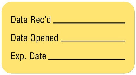 United Ad Label Pre-Printed / Write On Label Communication Fill In Date Rec'D __________ / Date Opened __________ / Exp. Date __________ Yellow 7/8 X 1-5/8 Inch - ULLR238