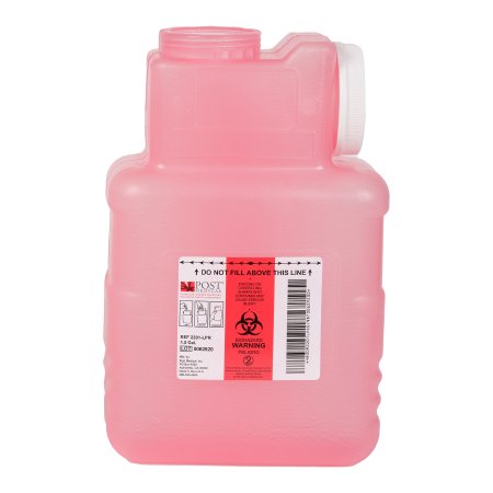 Leaktight - Sharps Container 1.5 Gallon Red Base / White Lid Horizontal / Vertical Entry Screw On Lid - 2201-LPR