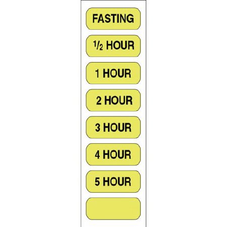 Precision Dynamics - Pre-Printed Label Advisory Label Fluorescent Yellow Paper Fasting/1/2 Hour/1 Hour/2 Hour/3 Hour/4 Hour/5 Hour Black Safety and Instructional 1/2 X 1-1/4 Inch - 59707939