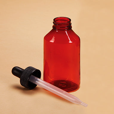 Amber Plastic Dropper Bottles-12 Per Package