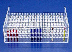 Mitchell Plastics - Stacking Test Tube Rack 100 Place 20 mm Tube Size Clear 5-1/2 X 10-1/2 X 11 Inch - STTR-10020