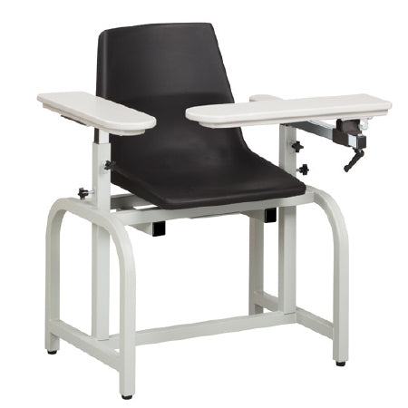 Clinton Industries Standard Lab Series Blood Drawing Chair Padded Straight Flip Arm Black - 66060-P-600-3BK